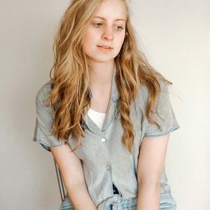 Wilfred Free tie front blouse light vintage wash